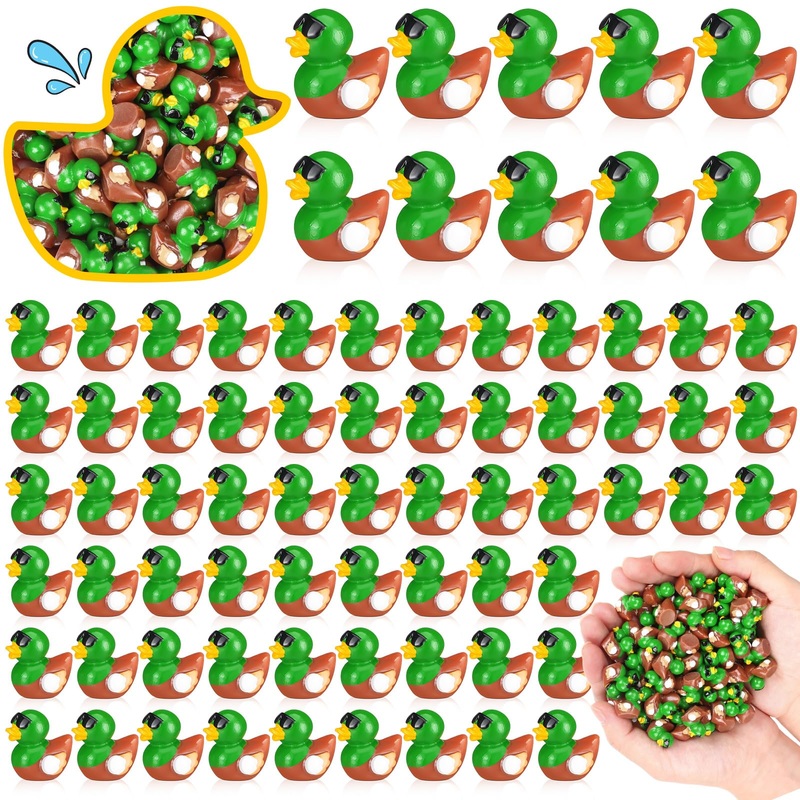 Sotiff 100 Pcs Mini Resin Mallard Ducks Bulk Tiny Miniature Duck Party Favors Micro Landscape DIY Decoration for Goodie Bags Stu