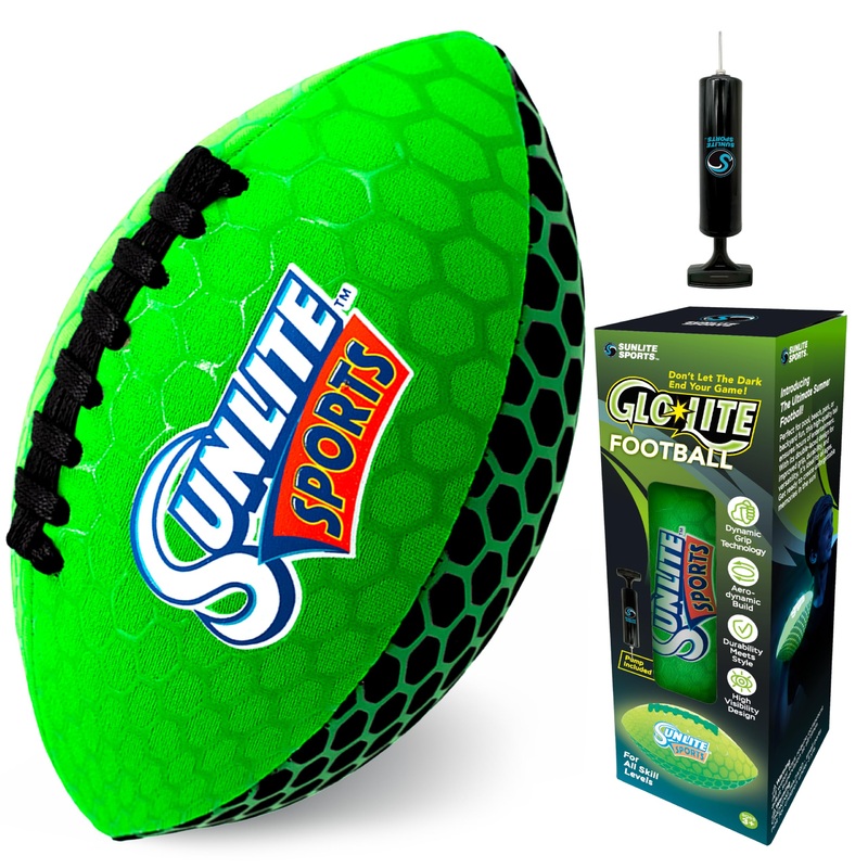 Sunlite Sports Glow in The Dark Waterproof Football, Light Up at Night Outdoor Play, Pool Beach Lake Park Water Toy, for Kids Ch