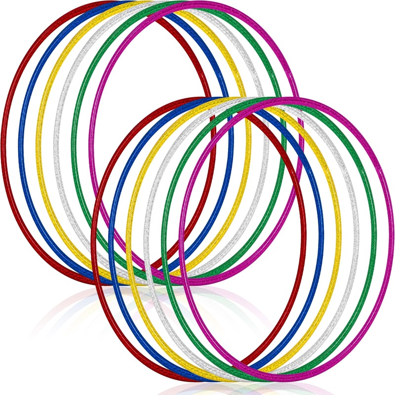 Syhood 6 Pcs Glitter Plastic Exercise Hoop Fitness Circles Fitness Hoop Exercise Rings for Party, Game, Sports, Pilates, Playing