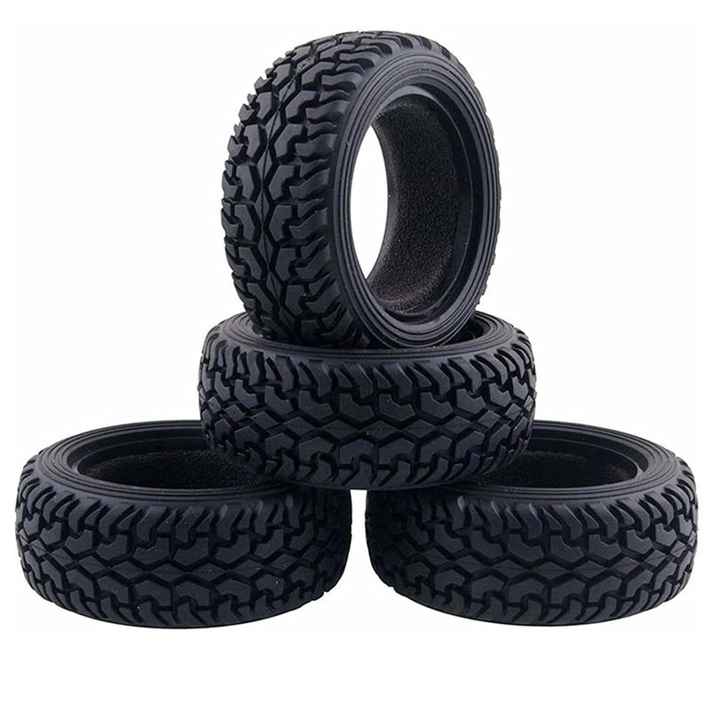 1/10 RC On-Road Car Tyres,WONFAST 4PCS 75mm Rally Grain Car Rubber Tires Sponge Insert for 1:10 RC On Road Run-flating Racing Ca