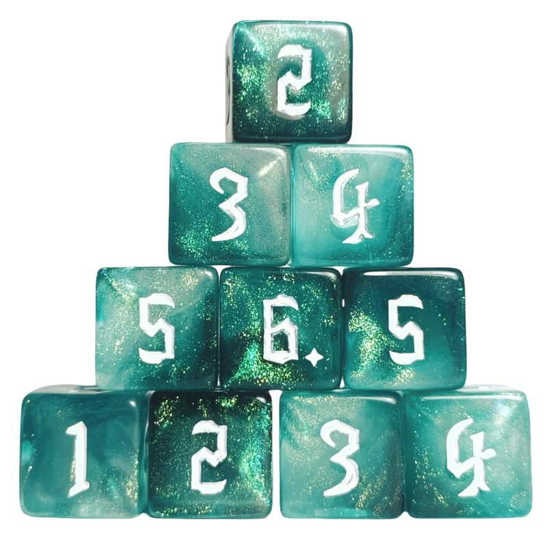 10 PC D6 dice 16mm Acrylic Dice Set for RPG MTG DND Dice Table Games and Board Games (Cyan)