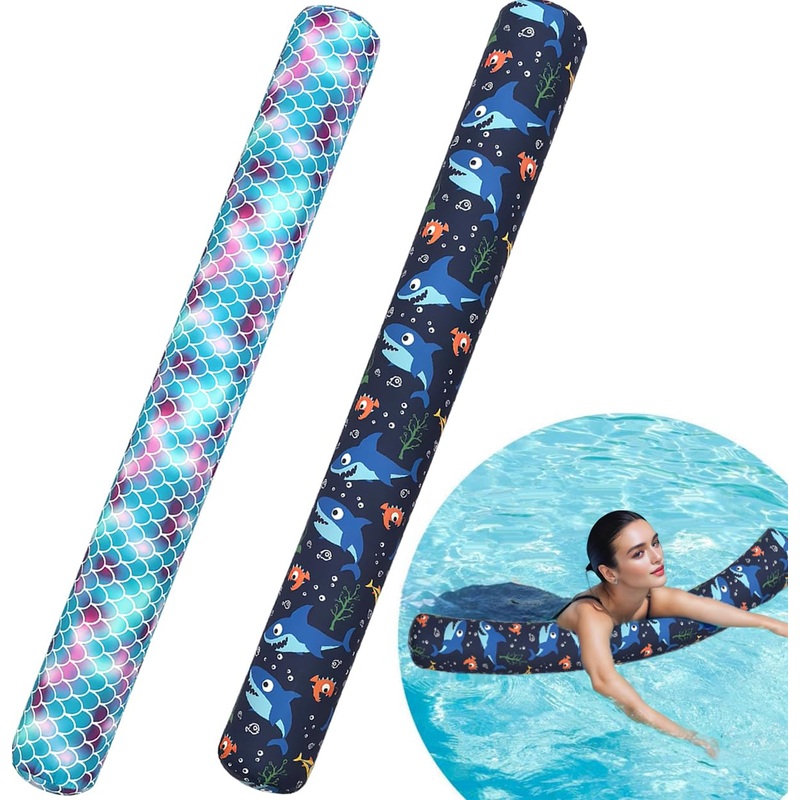 2 Pack Inflatable Pool Noodle Floats, 54 Large Swim Pool Noodles for Floating