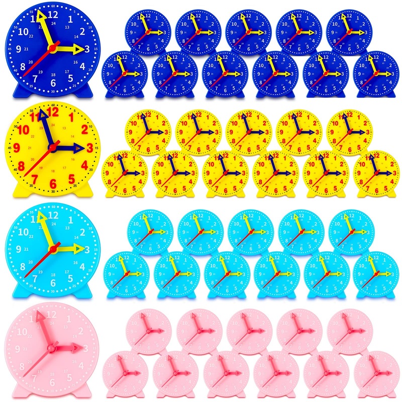 Batiyeer 24 Pcs Teaching Clock Kit for Kids to Tell Time Teaching Mini Geared Clock for Kids Basic Math Development Teacher and