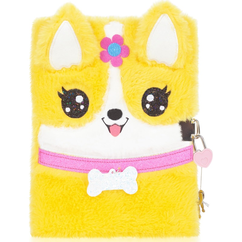 Corgi Dog Diary for Girls with Lock, Plush Corgi Toys Gift for Teen Girls, Kids Corgi Writing Journal Notebook, Birthday Gifts f