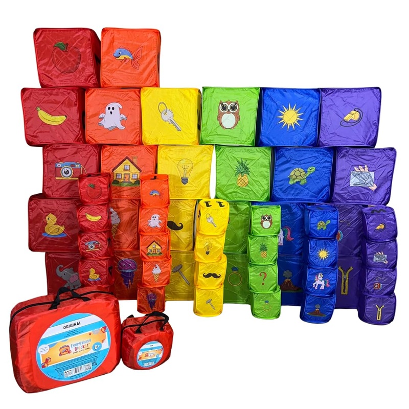 EVERYTHING BLOCKS! 52Pcs Toddler Building Blocks – Foldable Jumbo Blocks, Kids Building Blocks, Alphabet, Numbers, Pictures, Puz