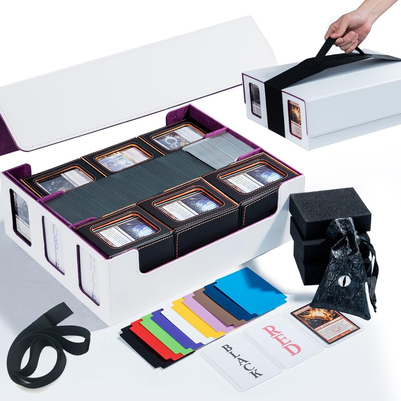 Extra Large Card Storage Box Holds 3600+ Cards Compatible with 12 Small Deck Boxes, Includes Cthulhu Dice Bag, 10 Colorful Divid