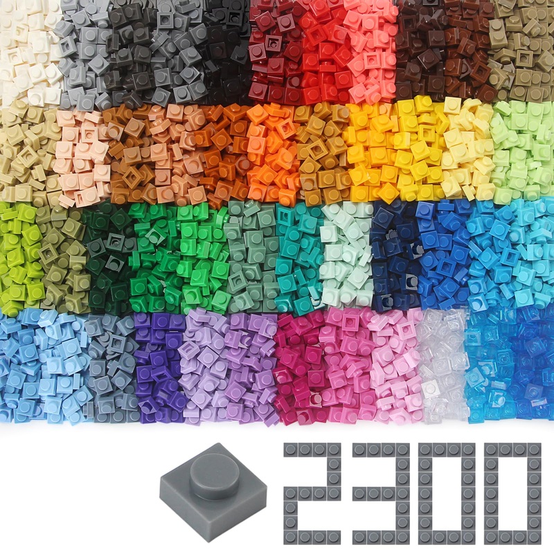 Feleph Basic 2300 Pieces Plate 1×1 Bricks 46 Colors Parts Building Play Blocks Set Toy Classic Accessories Compatible with 3024
