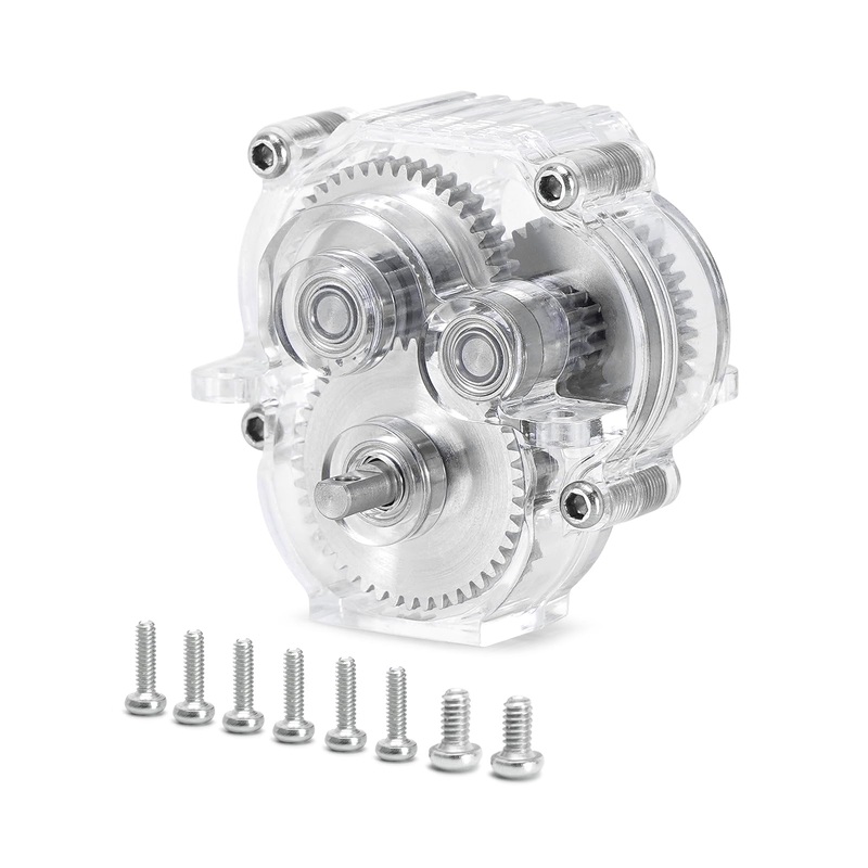 INJORA Acrylic Complete Transmission with Overdrive Gears for 1/18 RC Crawler TRX4M Upgrade