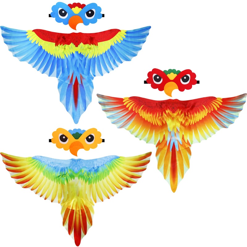IROLEHOME Bird-Wings-Costume for Kids Parrot-Eagle-Hawk Costume as Toddler Dress-Up Cape as Boys Girls Rio Jungle Party Toys, 3