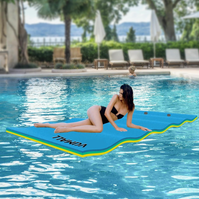 ItWorths 12′ x 6′ Floating Water Mat for Pool Lake, 3-Layer Foam Lake Floats Lily Pad Floating Mat for Water Recreation Swimming