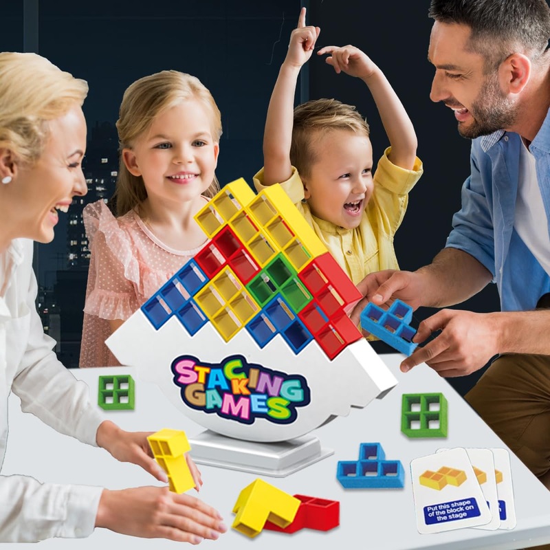 iuuoi 64 PCS Tetra Board Game for Kids and Adults, Balance Stacking Game for 2 Players+ Party, Family and Friends,Tower Stack Te