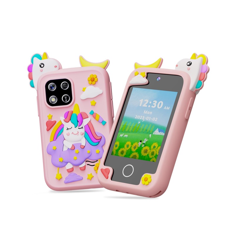 Kids Smart Phone Toys for Girls, Mini Smart Phone Toys with 2.8” Touchscreen, 18 Learning Games Dual Camera Video Recorder Musi