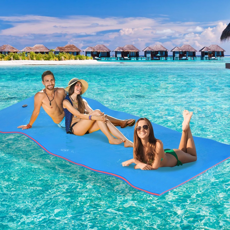 Max4out Water Floating Mat 9/12/18×6 Foam Lake Floats Floating Foam Pad Lily Pad for Water Recreation and Relaxing, Blue/Yellow