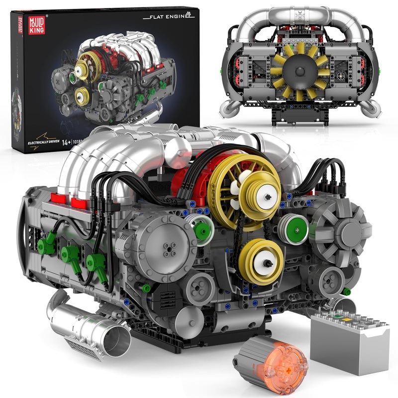 Mould King Boxer Engine Model Building Kit That Works – Cars Mini Engine Build Kit Battery/Motor 10181 Blocks Sets – STEM Toy Gi
