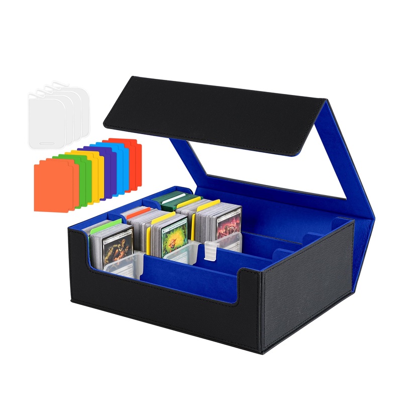 NEWLOOP Trading Card Storage Box – 2400+ Commander Card Deck Case with See-through Display Top for Magic the Gathering YuGiOh, T