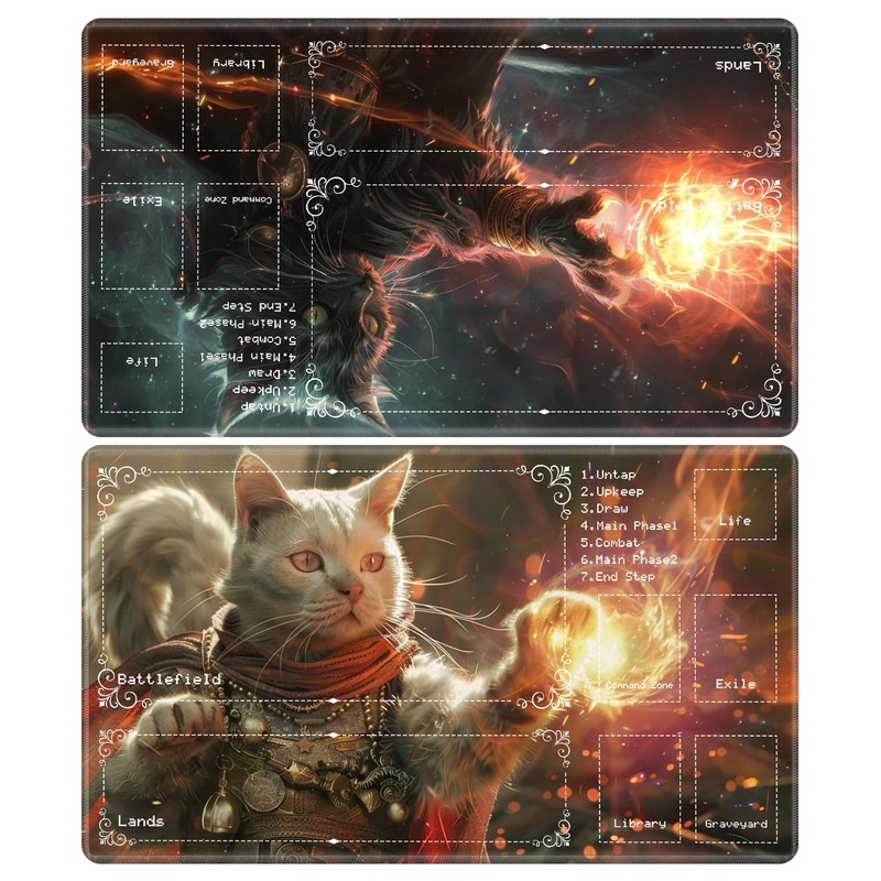 Playmat for MTG with Zones (2 Pack), Card Game Mat Non-Slip Rubber Base and Stitched, 24 x 14 inch TCG Play Mat for MTG and Othe