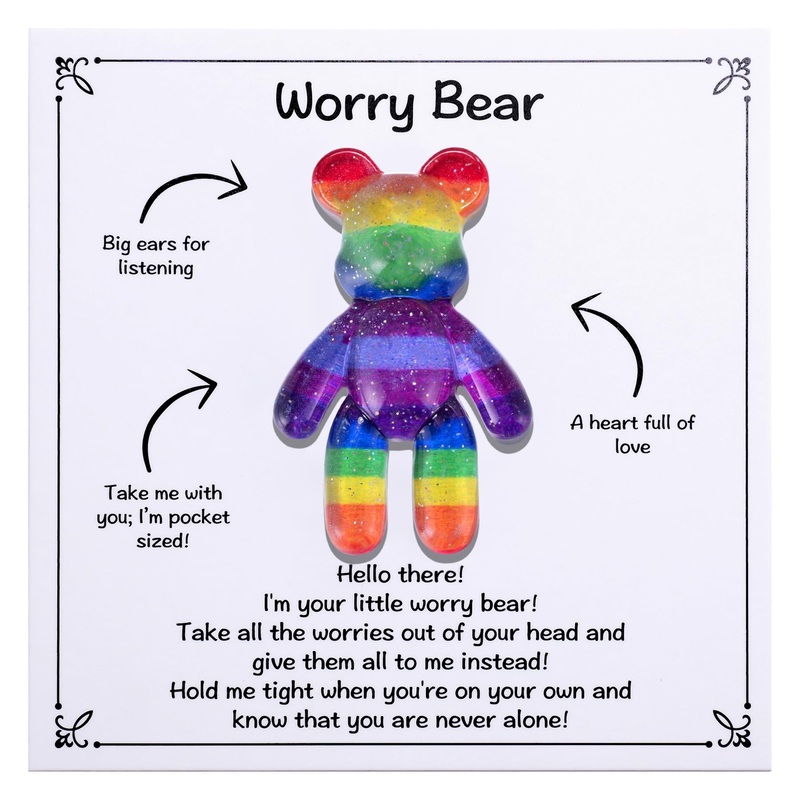 Pocket Bear Hug, Anxiety Relief Gifts for Men Women, Mental Health Positivity Gift for Anxious Friend, Autism Fidget Gift, Thoug