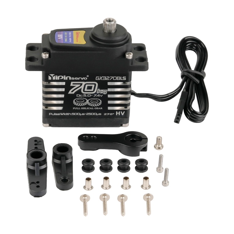 Rcmakl 70KG High Torque,GX3270BLS Digital RC Servo, 180/270/360 Degree Metal Gear, IP68 Brushless Motor, Black (270 Degree)