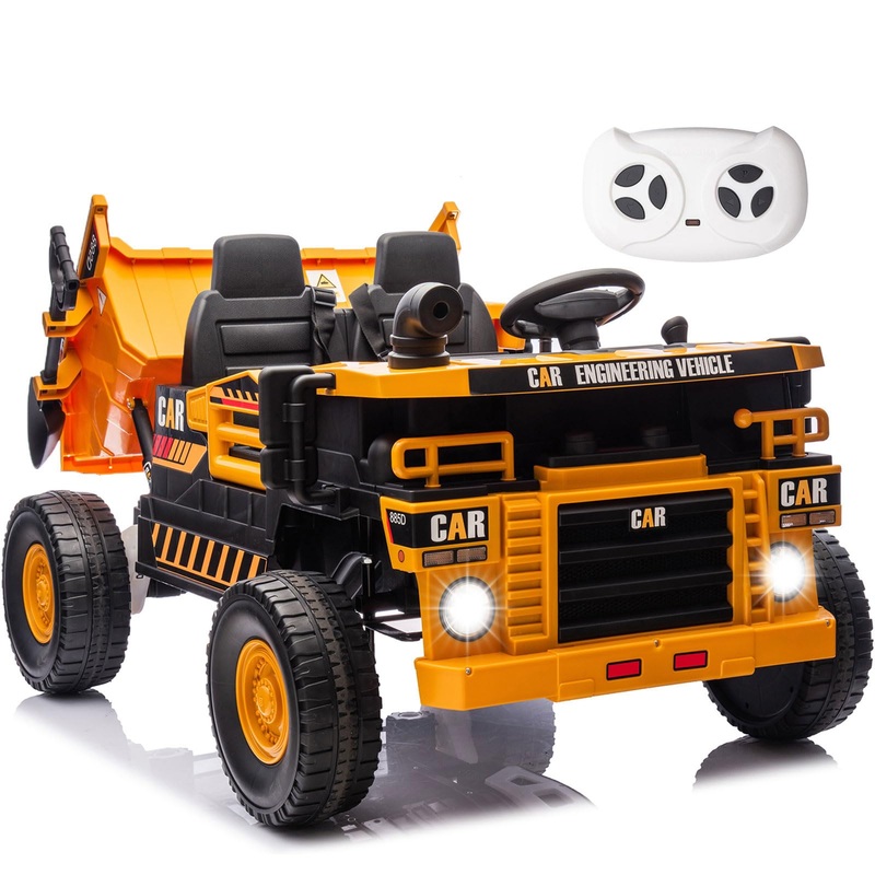 Ride on Dump Truck 24V, 4X70W Ride on Construction Vehicles Powerful Motors Up to 5Mph, 4WD Kids Car with Remote Control, Electr