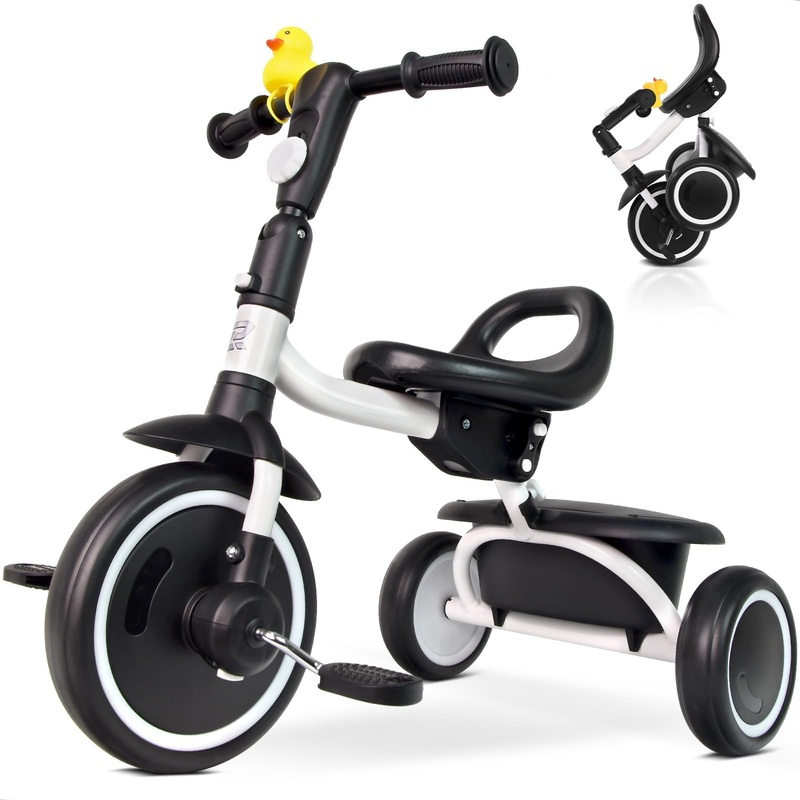 RIDYEE Toddler Tricycle for 18 Months to 5 Years, Foldable Tricycles for 3-5 Year Olds, Kids Tricycle with Adjustable Carry-Frie