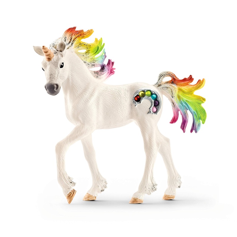 Schleich bayala, Unicorn Toys for Girls and Boys, Rainbow Unicorn Foal with Gems and Multicolor Mane, Ages 5+