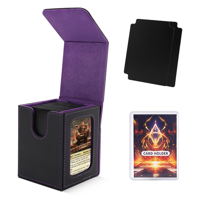 Scimi MTG Deck Box for Commander Display,Card Deck Case Fits 100 Double Sleeved Cards, Magic Commander TCG Card Leather Storage