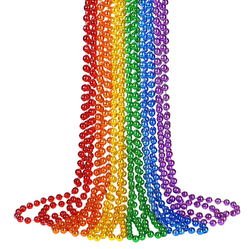 SHAOQINLIN 12 PCS Pride Beads Necklaces, Pride Necklace Accessories, Rainbow Beads Necklaces Bulk, Gay Lesbian Pride Month Parad