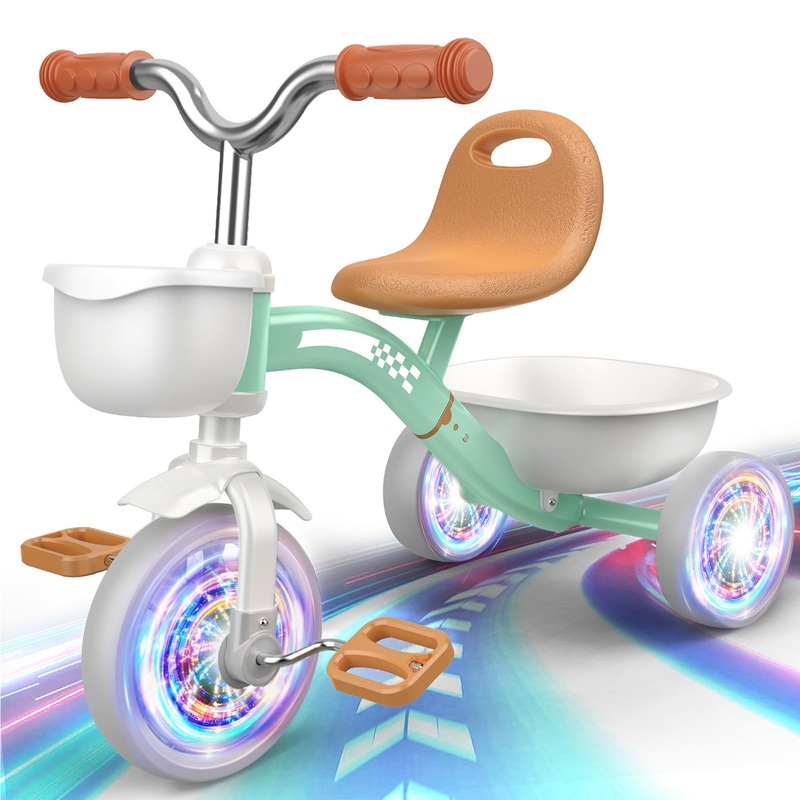 Toddler Tricycle for 1-3 3-5 Year Olds, Colorful Lighting Toddler Bike Baby, Toys for Ages 2-4, 3-Level Adjustable Seat, 2 3 4 5