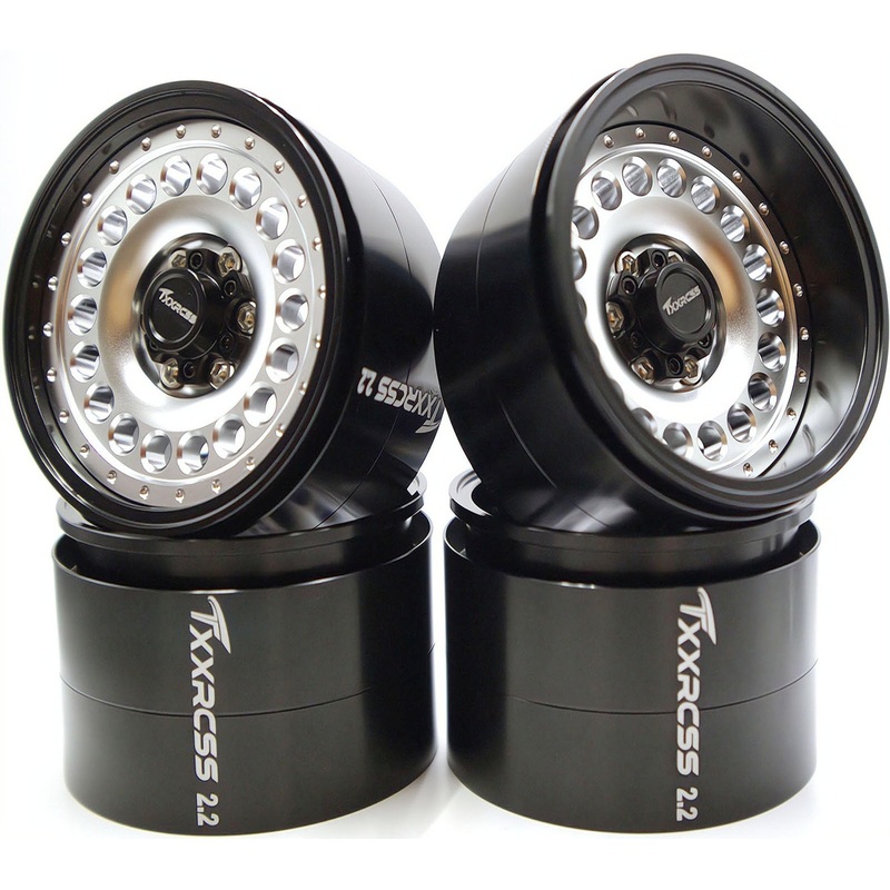 Txxrcss Adjustable 2 Offsets RC 2.2 Beadlock Wheels Rims Hub 1/10 Crawle Wheel Car Aluminum for Upgrades Remote Control SCX10 Ca