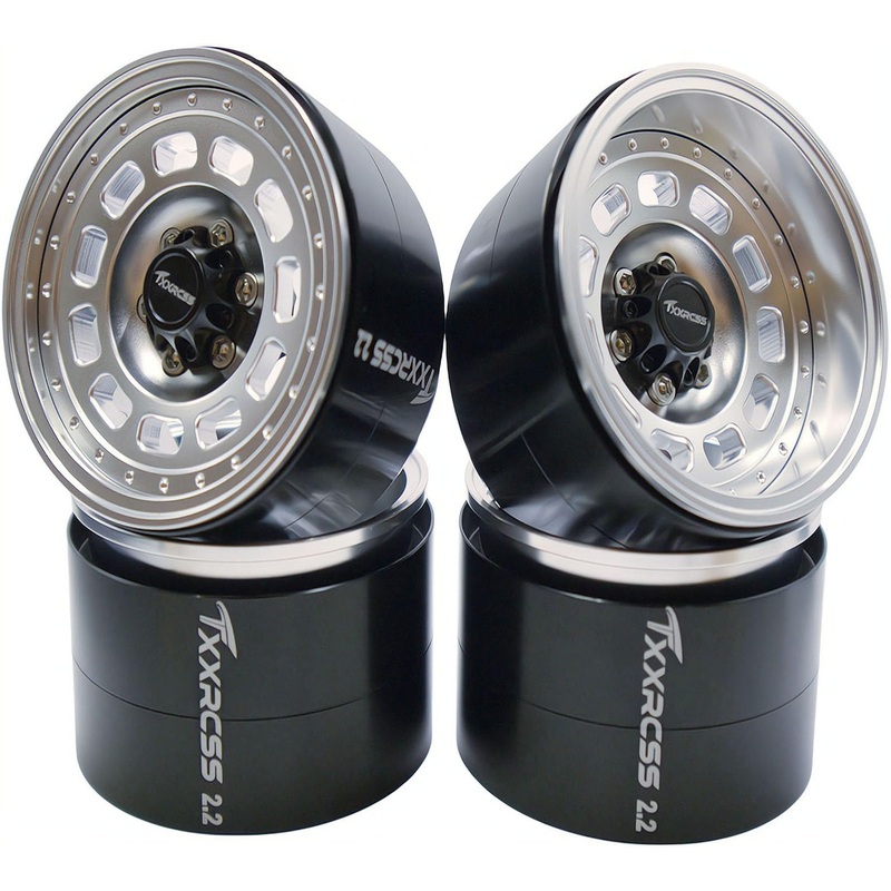 Txxrcss RC 2.2 Beadlock Wheels Adjustable 2 Offsets Rims Hub Aluminum Upgrades for 1/10 Crawle Car Wheel and Tires Remote Contro