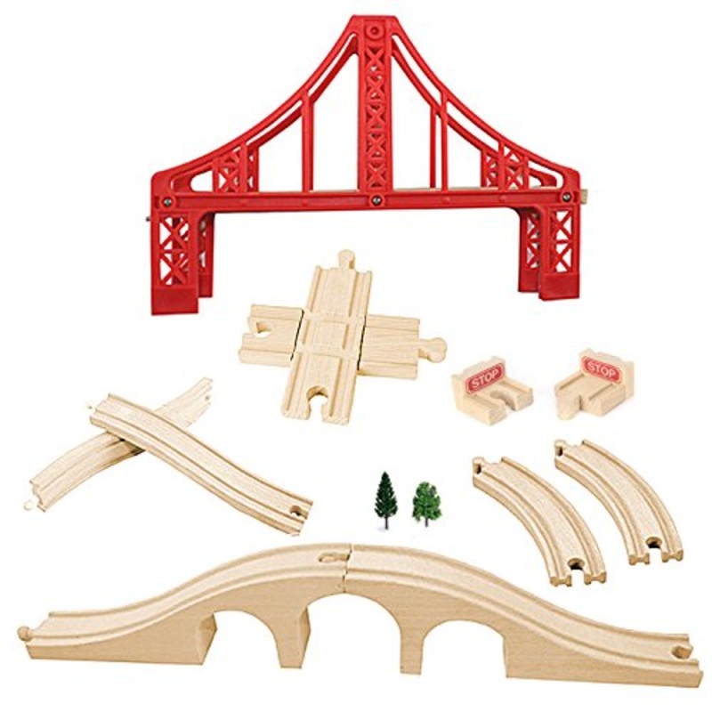 Wooden Train Bridges, Crossing Track Bridge, Wooden Train Track Accessories, Wood Train Tracks, Train Tracks Compatible with All