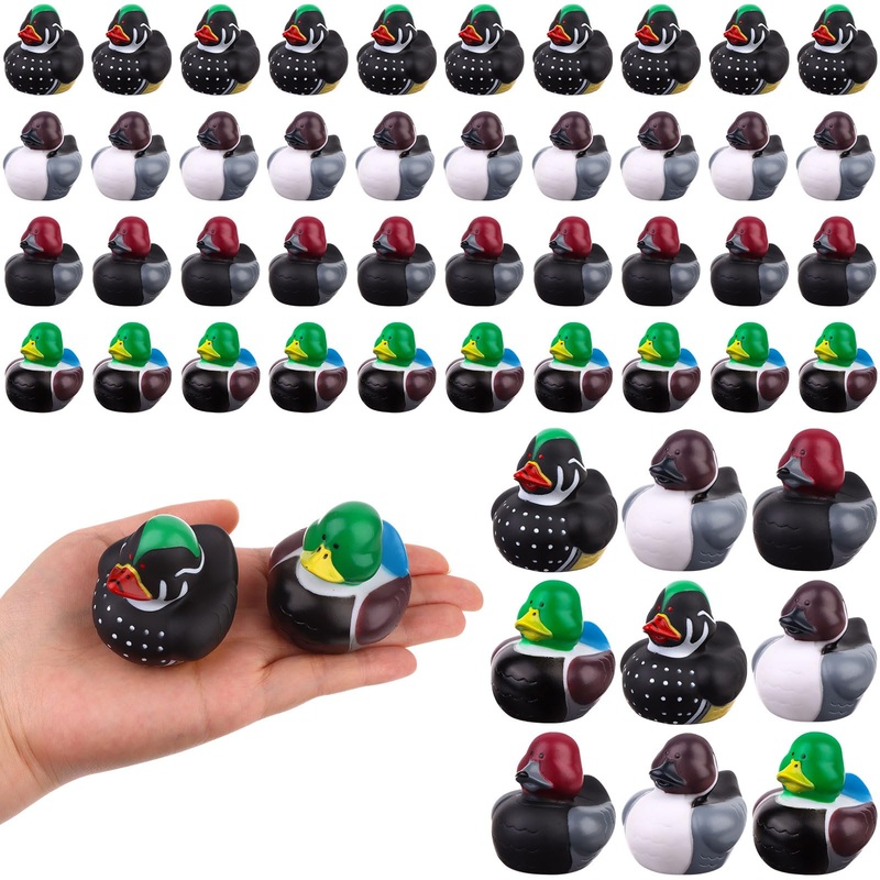 40PCS Family Mallard Rubber Duck 4 Assorted Rubber Ducks for Fun Bath Squirt Squeaker Duckies, School Classroom Present Bath Toy