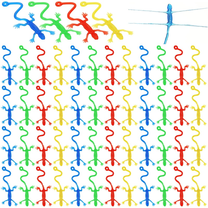 60 Pcs Stretchy Lizards Toys – Rubbery Sticky Lizards for Kids – Party Favor, Goodie Bag Stuffer, Pinata Filler, Student Reward,