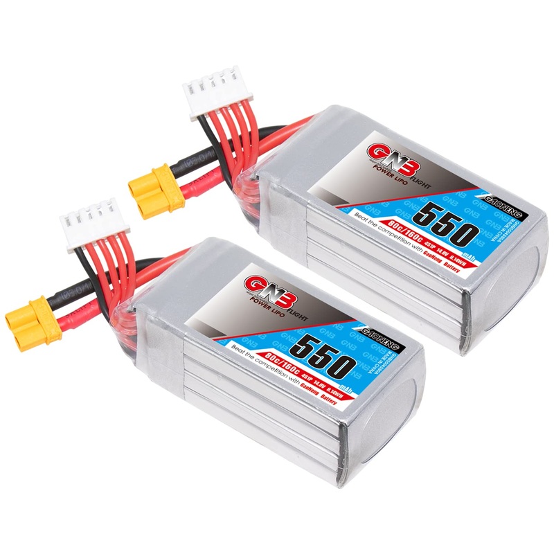 GAONENG 2pcs GNB LiPo Batteries 4S 550mAh 14.8V 80C XT30 Connector Plug for Size 90 to 150mm Brushless Drones, DJI FPV RC Drone