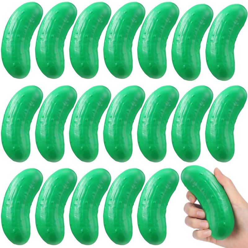 HyDren 20 Pcs Pickle Stress Balls Bulk Employee Appreciation Gifts Funny Pickle Toy 4.72” Squeezable Balls Foam Stress Toy Reli