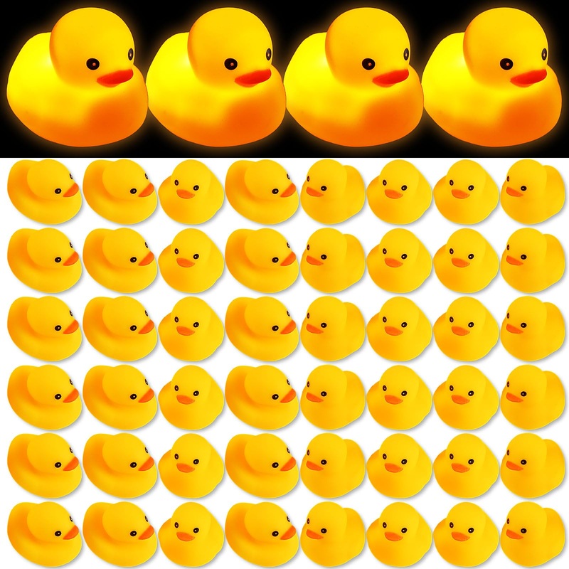 Jerify 100 Pcs Bulk LED Rubber Ducks Light up Yellow Bathtub Rubber Ducks Glow Bath Floating Toys with LED Lights Birthday Hallo