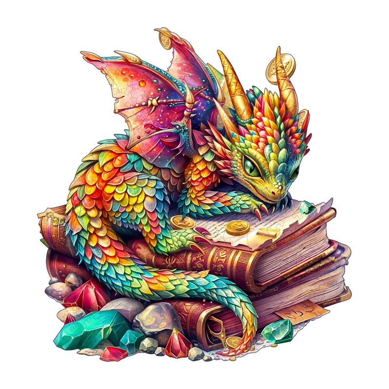 Jigfoxy Wooden Puzzles for Adults, Jeweled Dragon Wood Puzzles Adult, Unique Animal Shape Wooden Jigsaw Puzzles for Adults, Birt