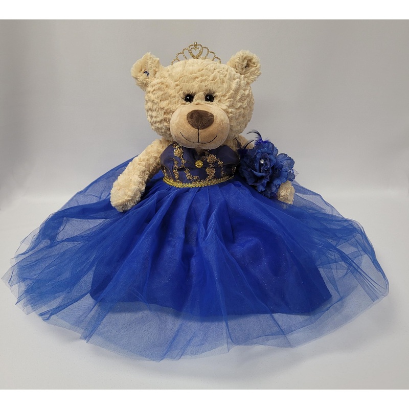 KINNEX COLLECTIONS SINCE 1997 20” Quince Anos Quinceanera Last Doll Teddy Bear with Dress (Centerpiece) ~ B16632-15G (Royal Blu
