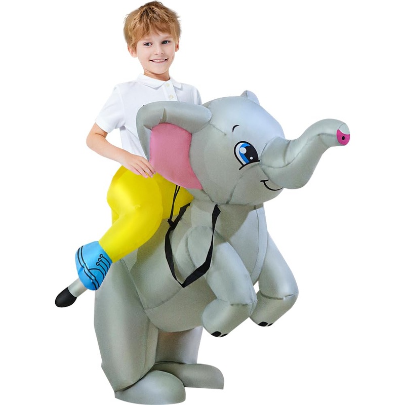 KOOY Inflatable Kids Ride On Elephant Costume – Blow Up Costume for Boy & Girl – Halloween