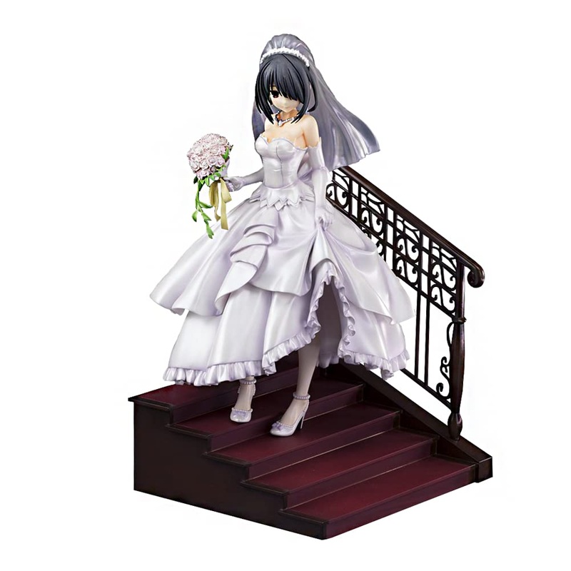 LUNK Tokisaki Kurumi Action Figure Wedding Dress Scene Model PVC Anime Statue Character Collections Model Ornaments 9 Inch