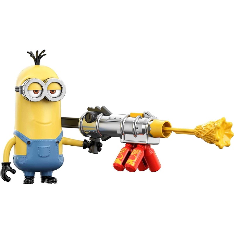Minions: The Rise of Gru Cheese Blaster Kevin Action Figure Approx 4-in, Movie Character Toy with Blaster & Dual Button-Activate