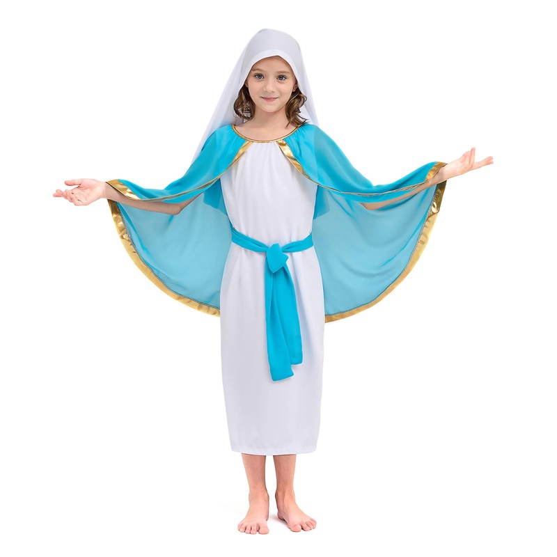 MISS FANTASY Virgin Mary Costume for Girls and Biblical Costume for Kids Girls Nativity Dresses up for Kids Halloween Costume Pa
