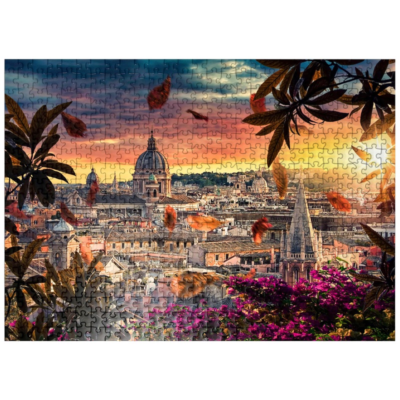 MyPuzzle Beautiful Sunset Over The City of Rome in The Evening – Premium 500 Piece Jigsaw Puzzle for Adults
