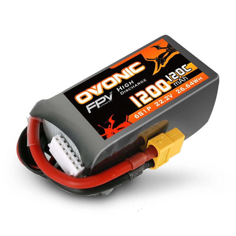 OVONIC 6s Lipo Battery 120C 1200mAh 22.2V Lipo Battery with XT60 Connector for RC FPV Racing Drone Quadcopter
