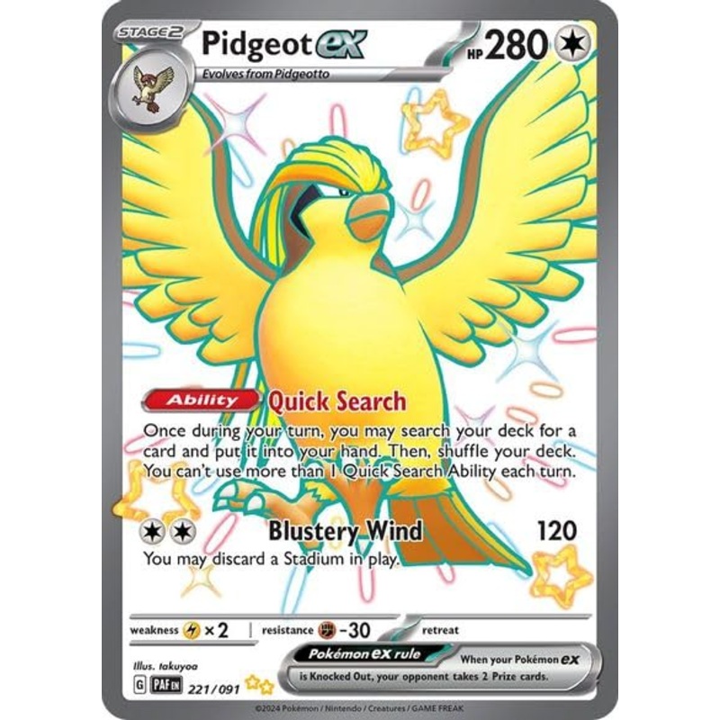 Pokemon – Pidgeot ex 221/091 – Paldean Fates – Full Art – Shiny Ultra Rare Card