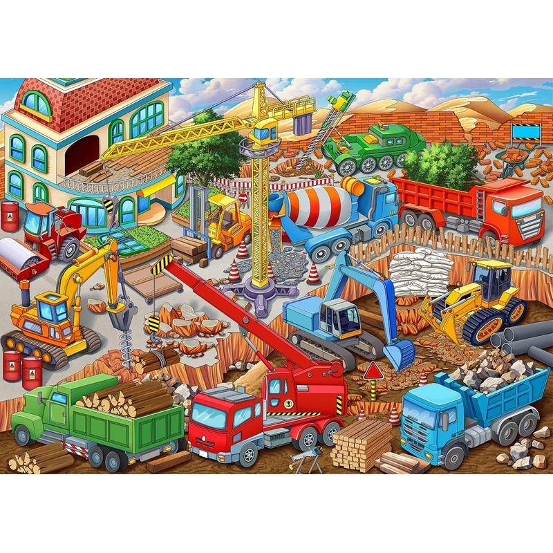Puzzles for Kids Ages 4-8 6-8 8-10 Year Old – Busy Engineering Vehicle – 100 Pieces Jigsaw Puzzle for Kids 100 Piece Puzzle for