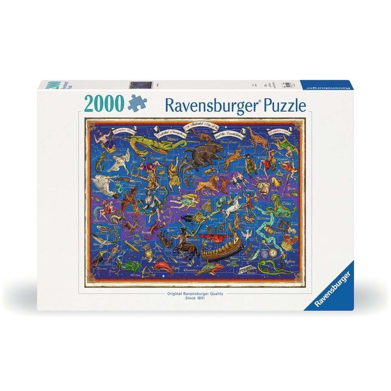Ravensburger Constellations Jigsaw Puzzle – 2000 Piece Stellar Zodiac Map Puzzle | Unique Softclick Technology | Bright, Glare-F