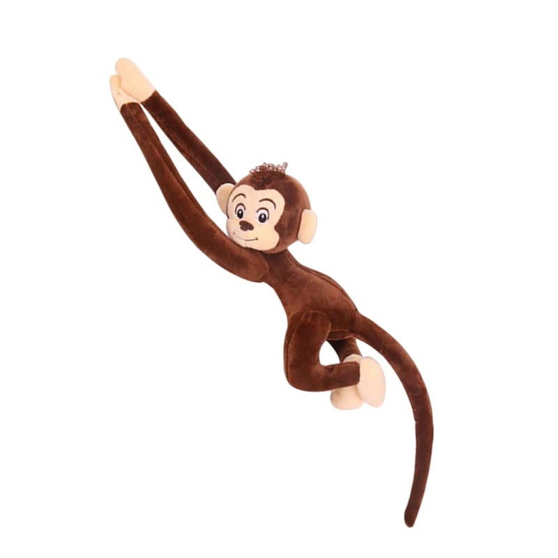 TONGMAN Hanging Stuffed Animal Monkey, Long Arm Plush Toy, Curtain Monkey Doll, 27.5 Inches (Brown)