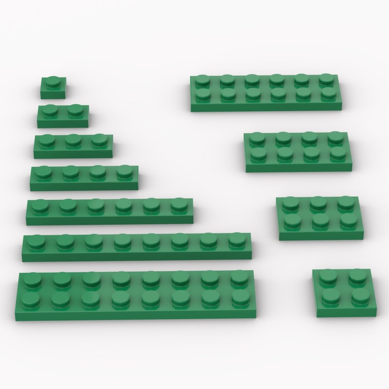 300 Piece Green Building Plate Bulk Assortment Pack, Green Small Base Plate Accessories For Building With 12 Size, Compatible Wi