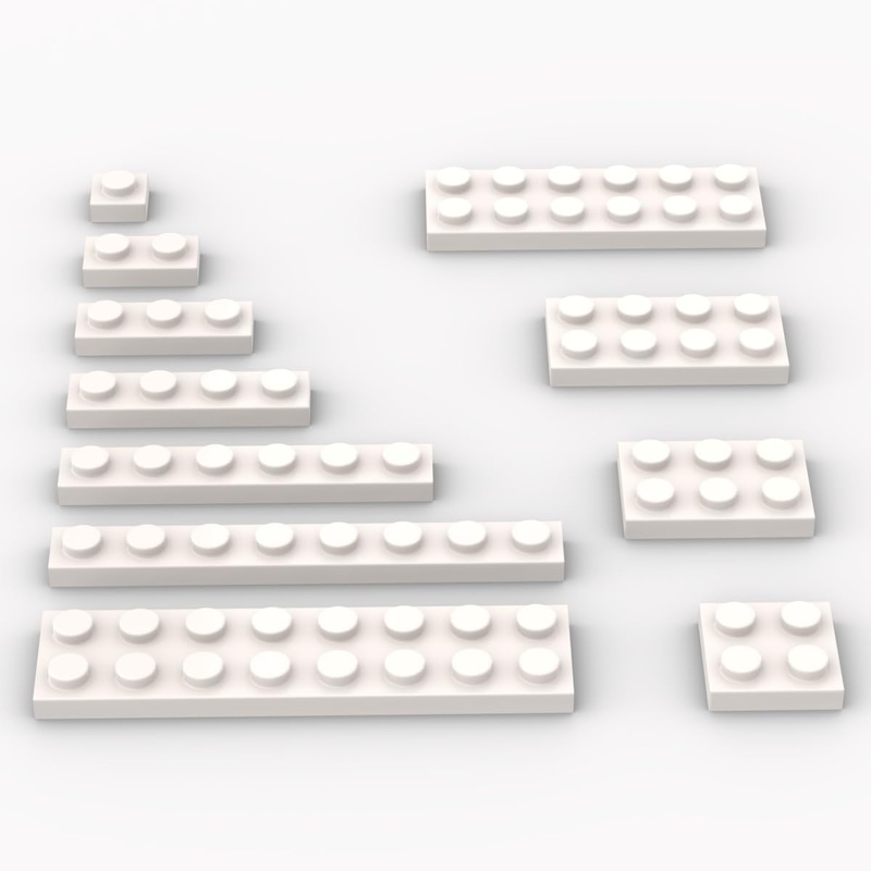 300 Piece White Building Plate Bulk Assortment Pack, White Small Base Plate Accessories For Building With 12 Size, Compatible Wi